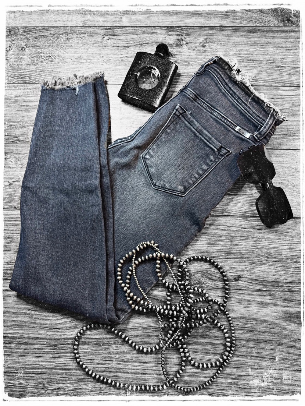 KanCan Dark Gray Wash Raw Hem Skinny Jeans